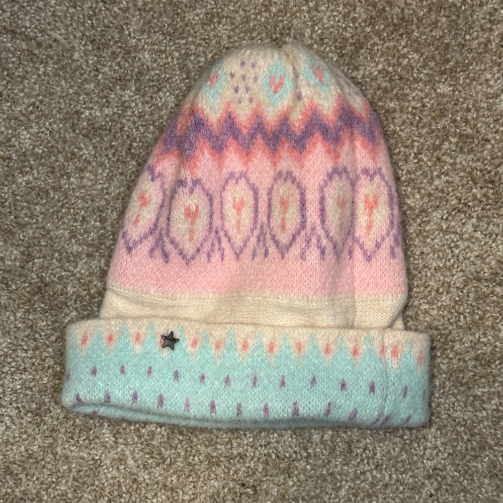 Jocelyn “Fair Isle” Pastel Multi Cream/Pink Knit Beanie